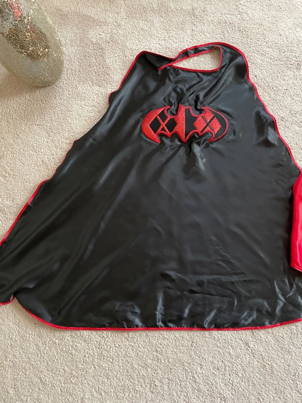 Superhero Satin Capes - Red Superman & Black Bat Emblems